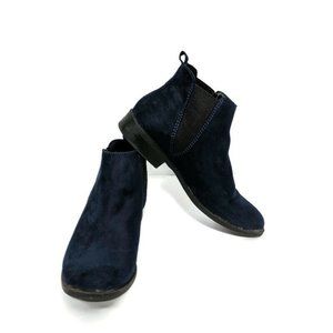 City Streets Faux Suede Navy Blue Ankle Boots 8